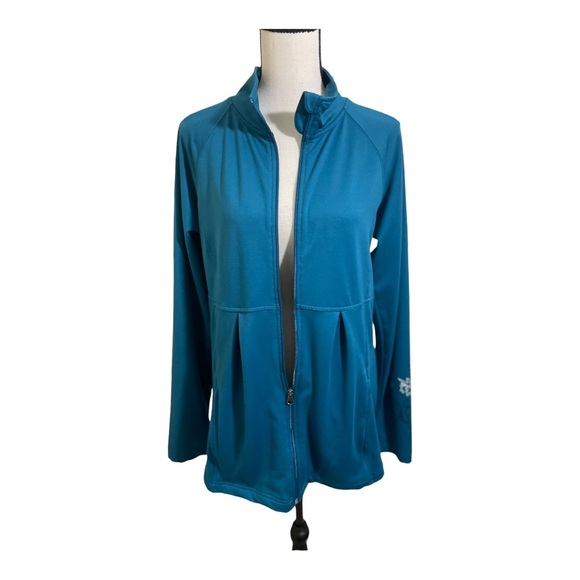 Tek Gear yoga jacket zipper front high neck zip pockets size Large Blue … - Picture 10 of 13